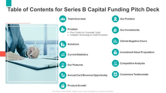 Table Of Contents For Series B Capital Funding Pitch Deck Rules PDF Table Of Contents For Series B Capital Funding Pitch Deck Rules PDF