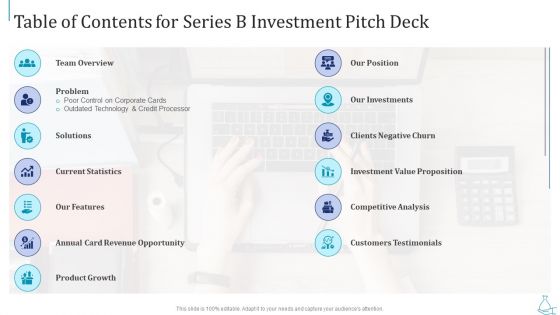 Table Of Contents For Series B Investment Pitch Deck Structure PDF