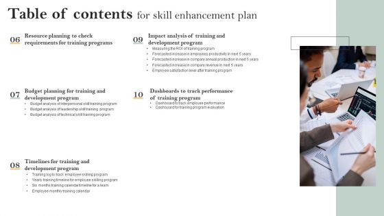 Table Of Contents For Skill Enhancement Plan Introduction PDF