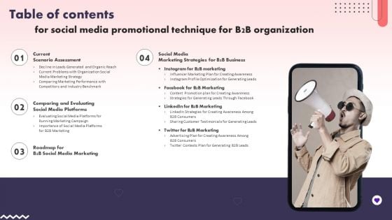 Table Of Contents For Social Media Promotional Technique For B2b Organization Rules PDF Table Of Contents For Social Media Promotional Technique For B2b Organization Rules PDF