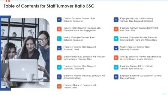 Table Of Contents For Staff Turnover Ratio BSC Portrait PDF