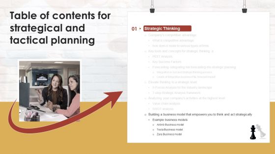 Table Of Contents For Strategical And Tactical Plannings Ppt PowerPoint Presentation File Themes PDF