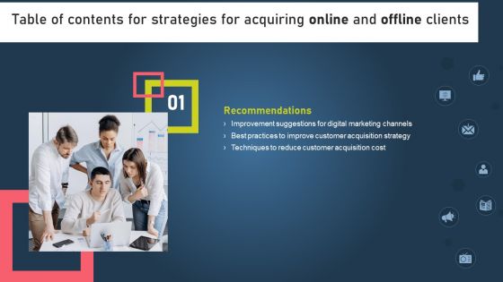 Table Of Contents For Strategies For Acquiring Online And Offline Client Slide Wd Elements PDF Table Of Contents For Strategies For Acquiring Online And Offline Client Slide Wd Elements PDF