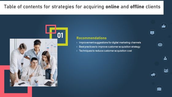 Table Of Contents For Strategies For Acquiring Online And Offline Client Slide Wd Elements PDF