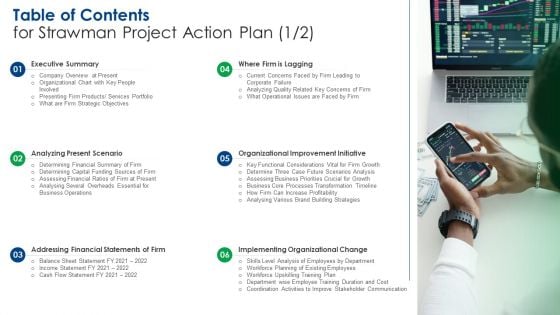 Table Of Contents For Strawman Project Action Plan Information PDF