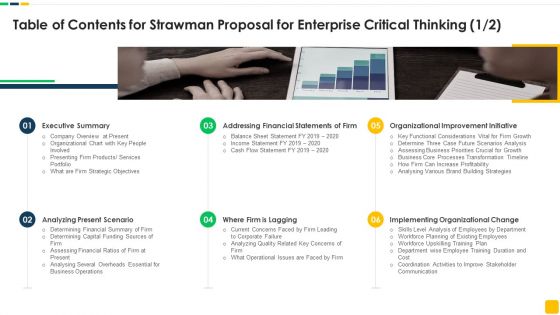 Table Of Contents For Strawman Proposal For Enterprise Critical Thinking Analyzing Microsoft PDF