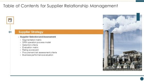 Table Of Contents For Supplier Relationship Management Rules Topics PDF