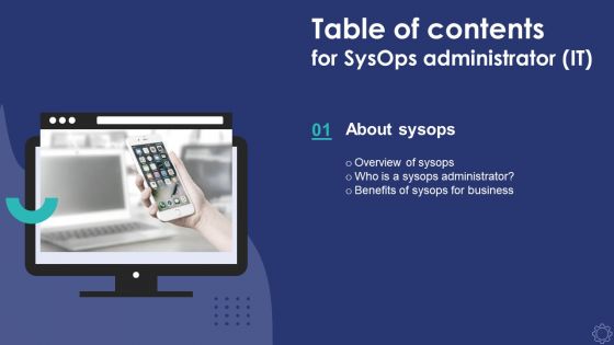 Table Of Contents For Sysops Administrator IT Slide Formats PDF