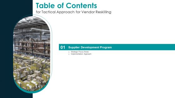 Table Of Contents For Tactical Approach For Vendor Reskilling Areas Demonstration PDF Table Of Contents For Tactical Approach For Vendor Reskilling Areas Demonstration PDF