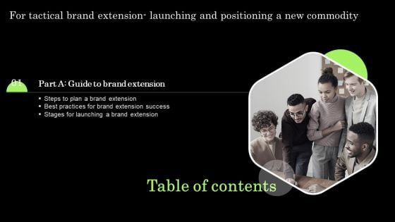 Table Of Contents For Tactical Brand Extension Launching And Positioning A New Commodity Graphics PDF