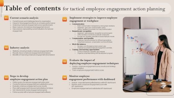 Table Of Contents For Tactical Employee Engagement Action Planning Inspiration PDF Table Of Contents For Tactical Employee Engagement Action Planning Inspiration PDF