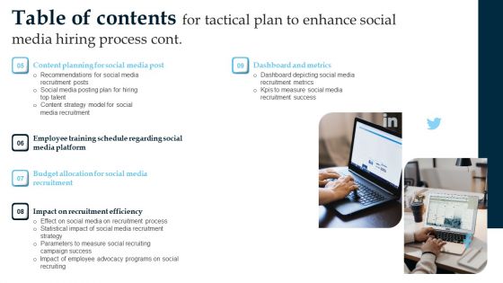 Table Of Contents For Tactical Plan To Enhance Social Media Hiring Process Microsoft PDF