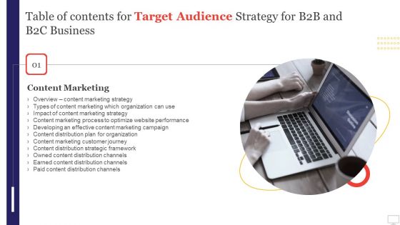 Table Of Contents For Target Audience Strategy For B2B And B2C Business Slide Diagrams PDF