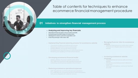Table Of Contents For Techniques To Enhance Ecommerce Financial Management Procedure Profit Template PDF