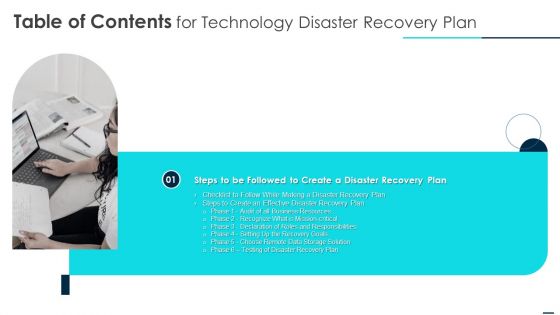 Table Of Contents For Technology Disaster Recovery Plan Resources Information PDF