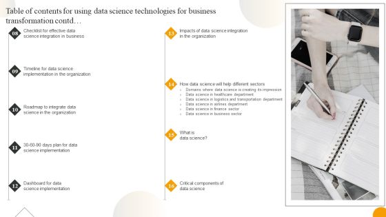 Table Of Contents For Using Data Science Technologies For Business Transformation Download PDF Slide02