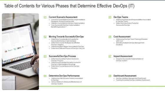 Table Of Contents For Various Phases That Determine Effective Devops IT Pictures PDF