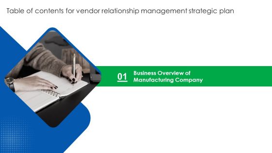 Table Of Contents For Vendor Relationship Management Strategic Plan Business Rules PDF