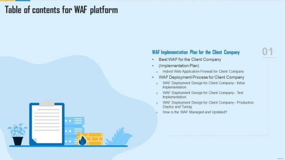 Table Of Contents For WAF Platform Plan Guidelines PDF