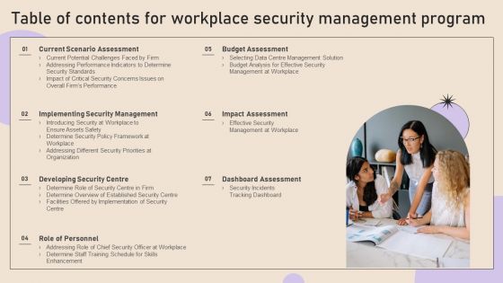 Table Of Contents For Workplace Security Management Program Graphics PDF