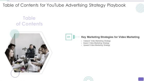 Table Of Contents For Youtube Advertising Strategy Playbook Ppt PowerPoint Presentation Icon Deck PDF