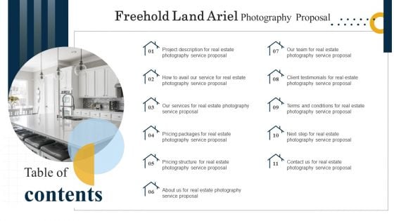 Table Of Contents Freehold Land Ariel Photography Proposal Topics PDF