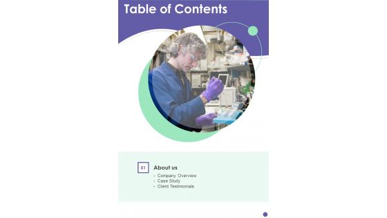 Table Of Contents Genetic Science Research Proposal One Pager Sample Example Document Table Of Contents Genetic Science Research Proposal One Pager Sample Example Document