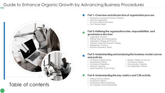 Table Of Contents Guide To Enhance Organic Growth By Advancing Business Procedures Elements PDF