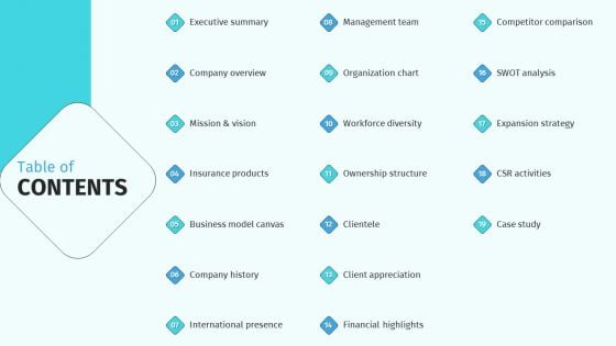 Table Of Contents Health And Property Insurance Company Profile Microsoft PDF