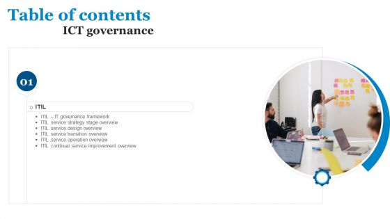 Table Of Contents ICT Governance Ppt PowerPoint Presentation Gallery File Formats PDF