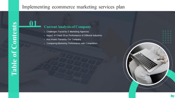 Table Of Contents Implementing Ecommerce Marketing Services Plan Key Elements PDF