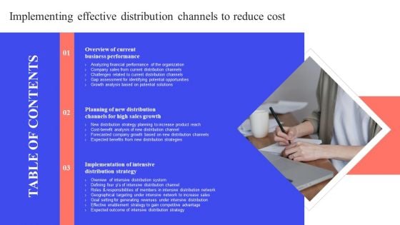 Table Of Contents Implementing Effective Distribution Channels To Reduce Cost Topics PDF