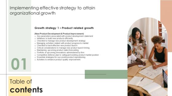 Table Of Contents Implementing Effective Strategy To Attain Organizational Portrait PDF Table Of Contents Implementing Effective Strategy To Attain Organizational Portrait PDF