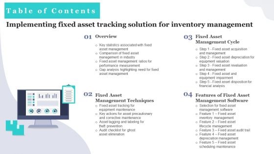 Table Of Contents Implementing Fixed Asset Tracking Solution For Inventory Management Formats PDF