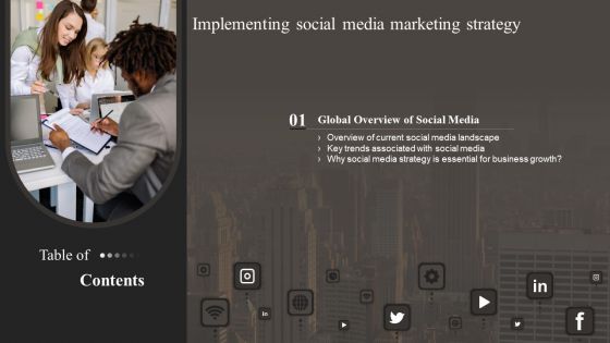 Table Of Contents Implementing Social Media Marketing Strategy Growth Structure PDF