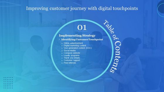 Table Of Contents Improving Customer Journey With Digital Touchpoints Customer Topics PDF