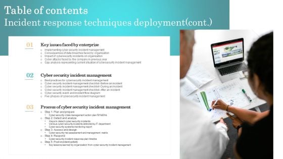 Table Of Contents Incident Response Techniques Deployment Graphics PDF