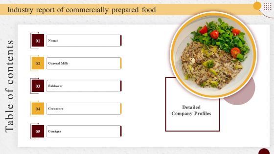 Table Of Contents Industry Report Of Packaged Food Products Part 2 Topics PDF