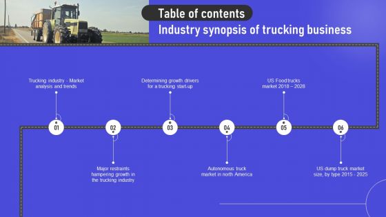 Table Of Contents Industry Synopsis Of Trucking Business Themes PDF