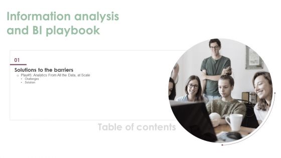Table Of Contents Information Analysis And BI Playbook Data Brochure PDF Table Of Contents Information Analysis And BI Playbook Data Brochure PDF