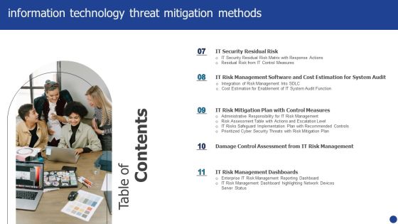 Table Of Contents Information Technology Threat Mitigation Methods Brochure PDF Slide02