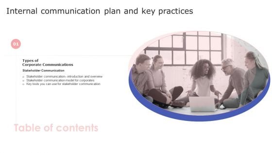 Table Of Contents Internal Communication Plan And Key Practices Overview Information PDF