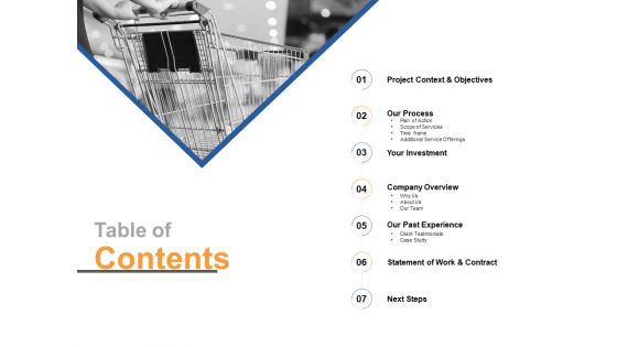 Table Of Contents Investment Ppt PowerPoint Presentation Ideas Example File