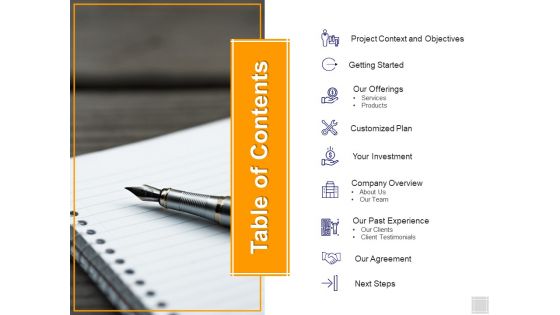 Table Of Contents Investment Ppt PowerPoint Presentation Infographics Rules