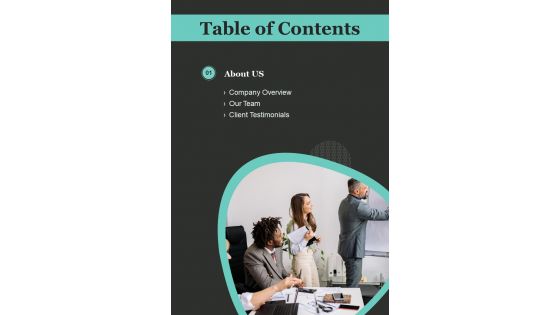 Table Of Contents LAN Design Proposal One Pager Sample Example Document