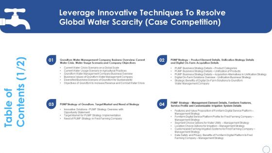 Table Of Contents Leverage Innovative Techniques Resolve Global Water Scarcity Demonstration PDF