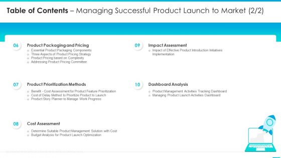 Table Of Contents Managing Successful Product Launch To Market Cost Introduction PDF
