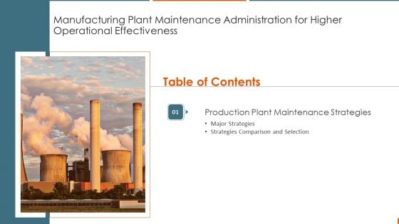 Table Of Contents Manufacturing Plant Maintenance Administration For Higher Elements PDF