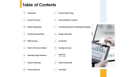 Table Of Contents Market Opportunity Ppt PowerPoint Presentation Slides Show