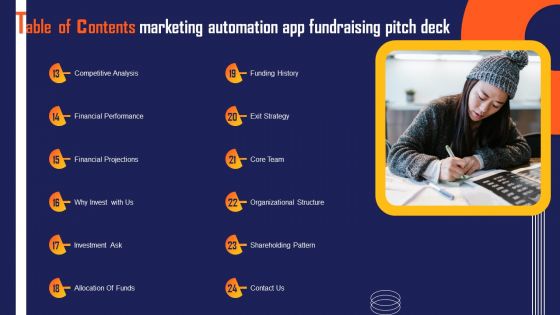 Table Of Contents Marketing Automation App Fundraising Pitch Deck Structure PDF